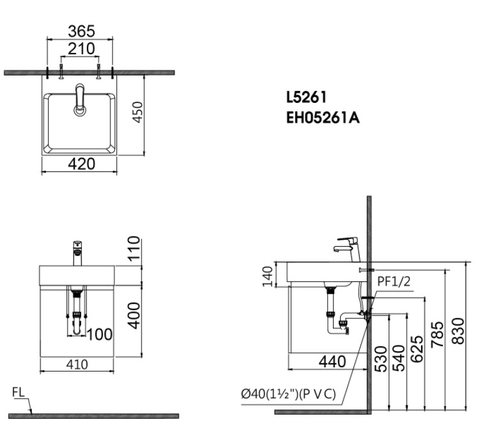Tủ Treo Phòng Tắm CAESAR (Chưa gồm Lavabo) màu trắng EH05261AV
