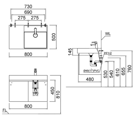 Tủ Treo Phòng Tắm CAESAR (Chưa gồm Lavabo) màu trắng EH05382AV