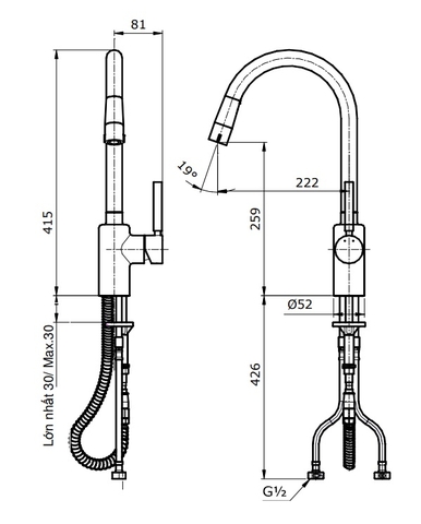 Vòi Rửa Chén TOTO TX608KNBR Nóng Lạnh