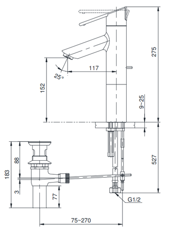 Vòi Lavabo TOTO TS240AX Nóng Lạnh Thân Cao