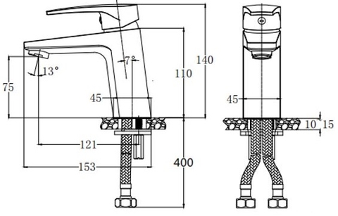 Vòi Lavabo Rửa Mặt Nóng Lạnh 1 chân CAESAR B390CU