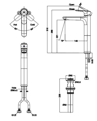 Vòi Lavabo Nóng Lạnh INAX Cổ Cao LFV-1402SH