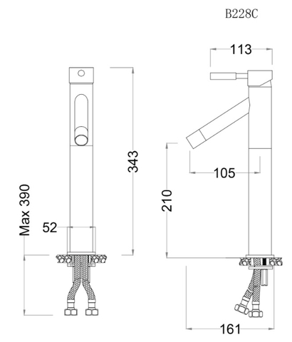 Vòi Lavabo Nóng Lạnh 1 Chân Cao CAESAR B228CU