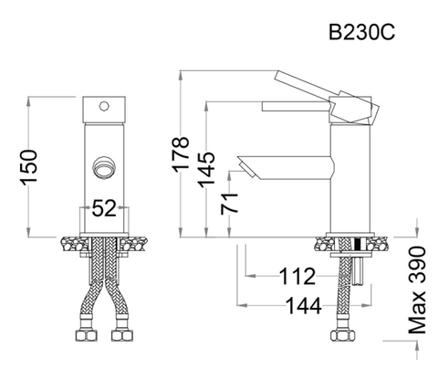 Vòi Lavabo Nóng Lạnh 1 Chân CAESAR B230CU