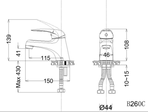 Vòi Lavabo Nóng Lạnh 1 Chân CAESAR B260CU