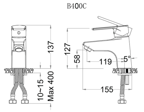 Vòi Lavabo Nóng Lạnh 1 Chân CAESAR B400CU