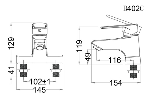 Vòi Lavabo Nóng Lạnh 2 Chân CAESAR B402CU