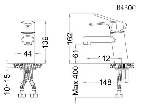 Vòi Lavabo Nóng Lạnh 1 Chân CAESAR (Lỗ Rút Xi Phông) B430CP