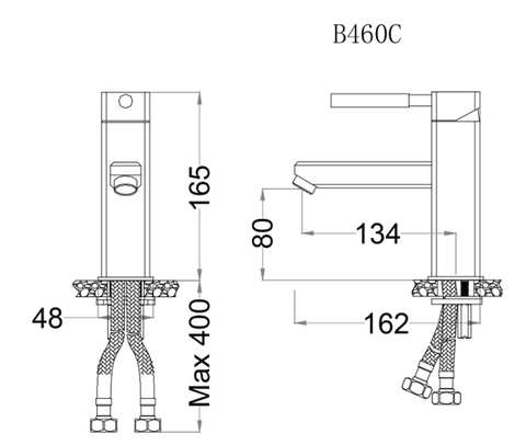 Vòi Lavabo Nóng Lạnh Vuông 1 Chân CAESAR B460CU