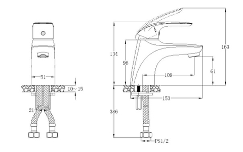 Vòi Lavabo Nóng Lạnh 1 Chân CAESAR (Lỗ Rút Xi Phông) B560CP