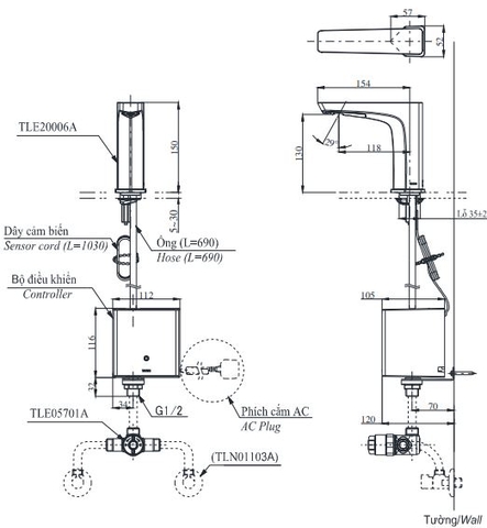 Vòi Lavabo Cảm Ứng TOTO TLE20006A