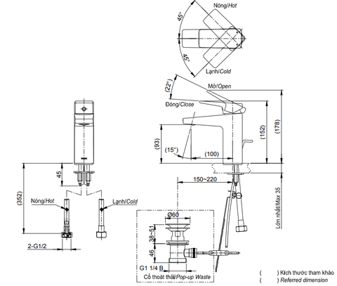 Vòi Lavabo TOTO TVLM108RU Nóng Lạnh