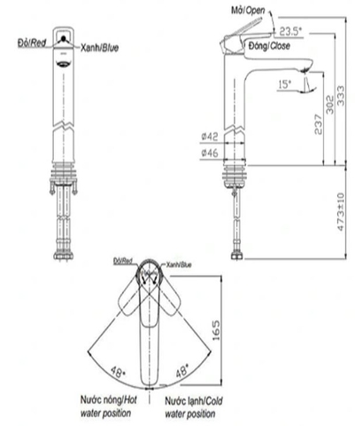 Vòi Lavabo Nóng Lạnh VIGLACERA VG132.1 Cổ Cao