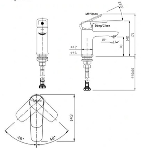 Vòi Lavabo Lạnh VIGLACERA VG132.2