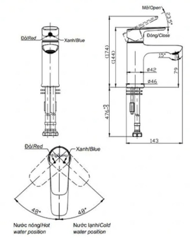 Vòi Lavabo Nóng Lạnh VIGLACERA VG132