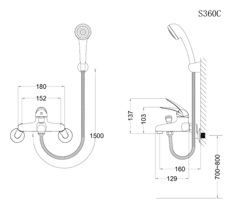 Sen Tắm Nóng Lạnh Tay Sen Mạ 1 chế độ CAESAR S360C