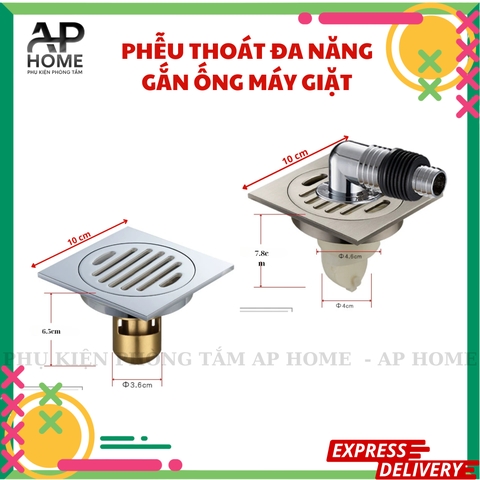 Phễu Thoát Sàn Bằng Đồng Gắn Ống Máy Giặt Đa Năng 10x10cm Chống Hôi, Ngăn Côn Trùng
