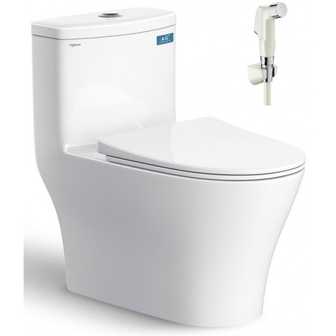 Bồn Cầu 1 Khối VIGLACERA V36 (Nano Titan, PK 2N, nắp êm) + Xịt VG826