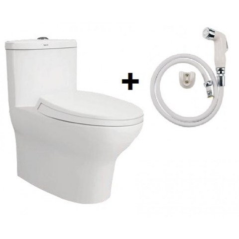 Bồn Cầu 1 Khối VIGLACERA V37S (Nano Titan, PK2N, nắp êm V37M, tráp nhựa) + Xịt VG826