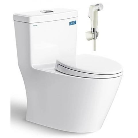 Bồn Cầu 1 Khối VIGLACERA V62 (Nano Titan, PK 2N, nắp êm V68) + Xịt VG826 + VG853