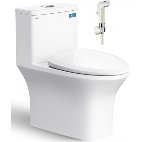 Bồn Cầu 1 Khối VIGLACERA V72 (700) ( Nano Titan, PK 2N, nắp êm V68, xả vanh) + Xịt VG826