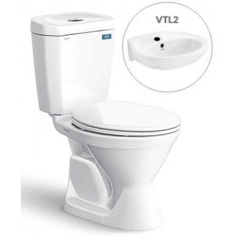 Bồn Cầu 2 Khối VIGLACERA VI66 (PK 2 nhấn, nắp V1102) + Lavabo VTL2