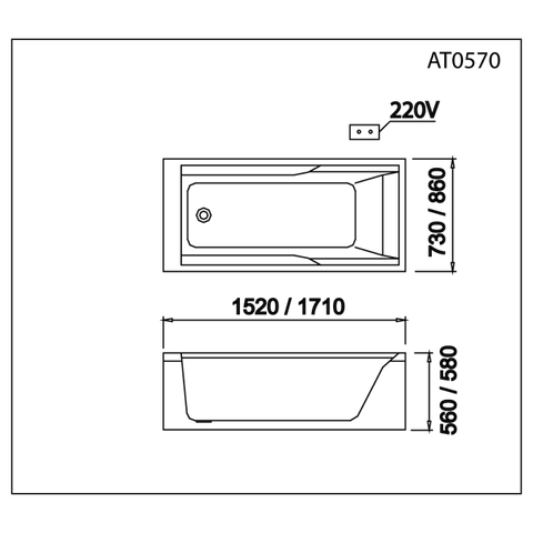 Bồn Tắm Xây 1700cm CAESAR AT0570