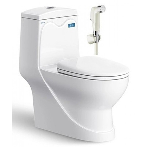 Bồn Cầu 1 Khối VIGLACERA V38M (Nano Titan, PK 2N, nắp êm V38M, xả vanh) + Xịt VG826