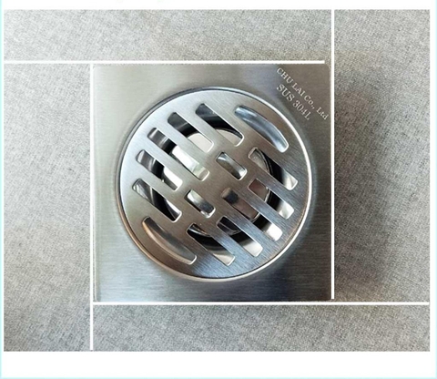 Hố Ga Thoát Sàn Chu Lai Inox 304, Phễu Thoát Nước Chống Hôi Phi 60,90-  Phi 90,15x15cm