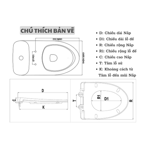 Nắp bồn cầu HA42 - PK CHỤP INOX đóng êm