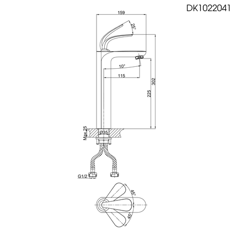 Vòi lavabo nóng lạnh DK 1022041