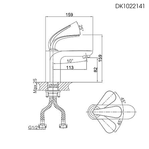 Vòi lavabo nóng lạnh DK 1022141