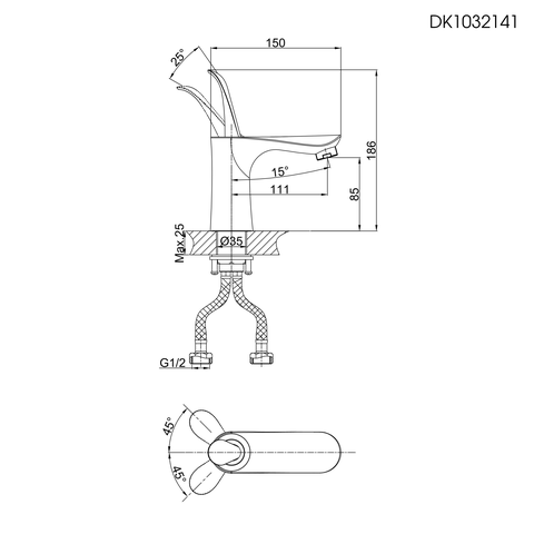 Vòi lavabo nóng lạnh DK 1032141