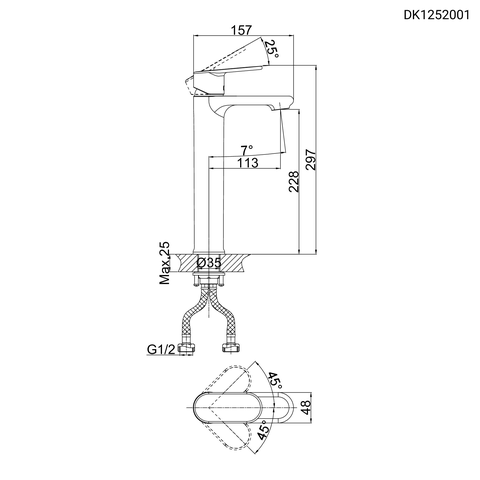 Vòi lavabo nóng lạnh DK 1252001