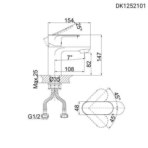 Vòi lavabo nóng lạnh DK 1252101