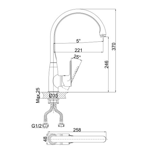 Vòi rửa chén nóng lạnh DK 1252401