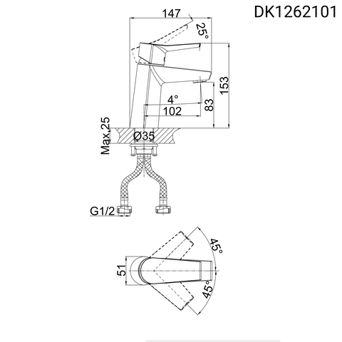 Vòi lavabo nóng lạnh DK 1262101