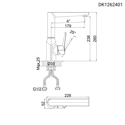 Vòi rửa chén nóng lạnh DK 1262401