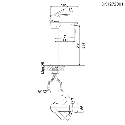 Vòi lavabo nóng lạnh DK 1272001