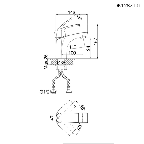 Vòi lavabo nóng lạnh DK 1282101