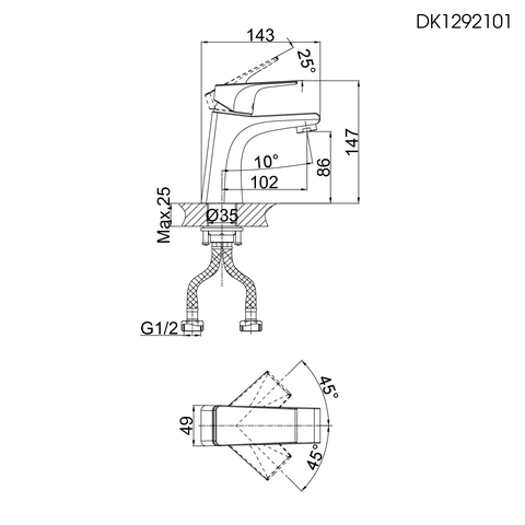 Vòi lavabo nóng lạnh DK 1292101