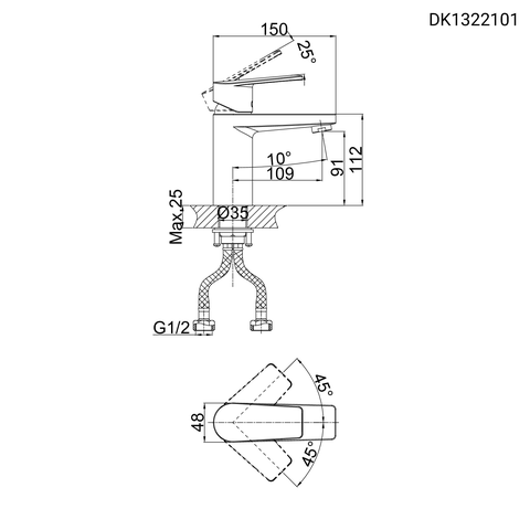 Vòi lavabo nóng lạnh DK 1322101