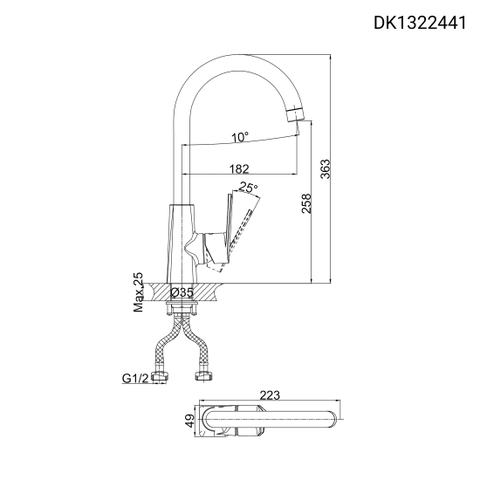 Vòi rửa chén nóng lạnh DK 1322441