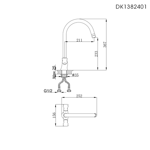 Vòi rửa chén nóng lạnh DK 1382401