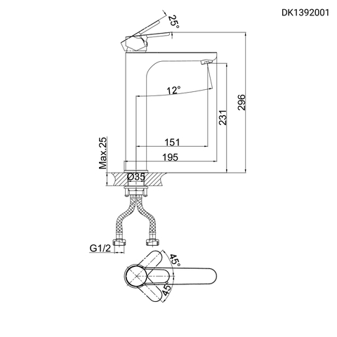 Vòi lavabo nóng lạnh DK 1392001
