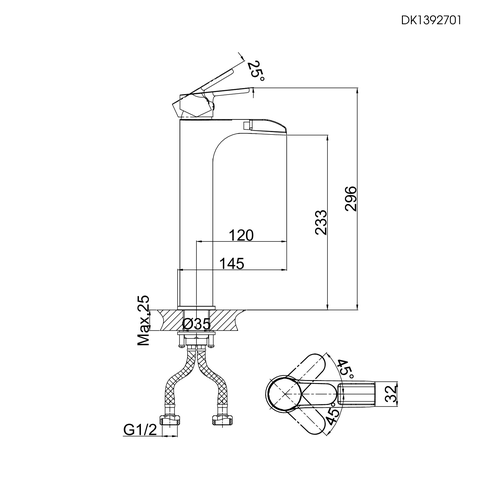 Vòi lavabo nóng lạnh DK 1392701