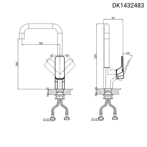 Vòi rửa chén nóng lạnh DK 1432483