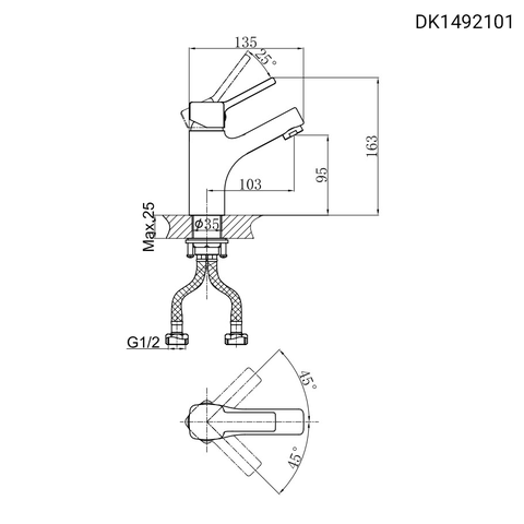Vòi lavabo nóng lạnh DK 1492101