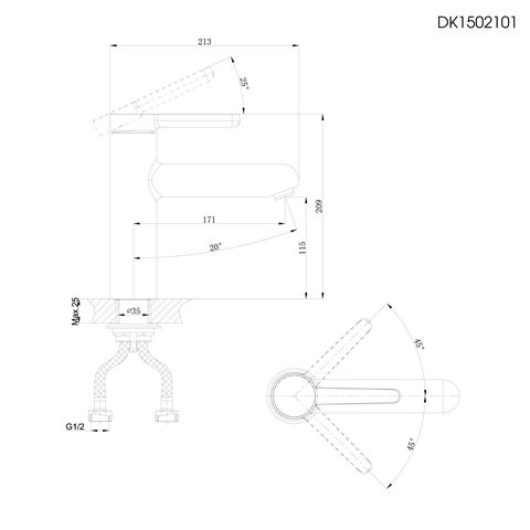 Vòi lavabo nóng lạnh DK 1502101