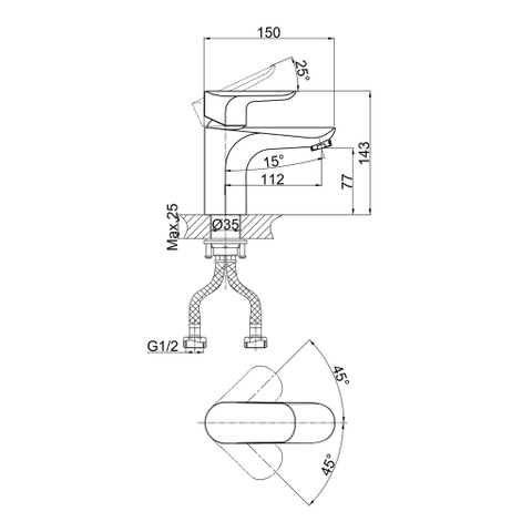 Vòi lavabo nóng lạnh DK 900321